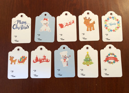 Set of 10 holiday gift tags